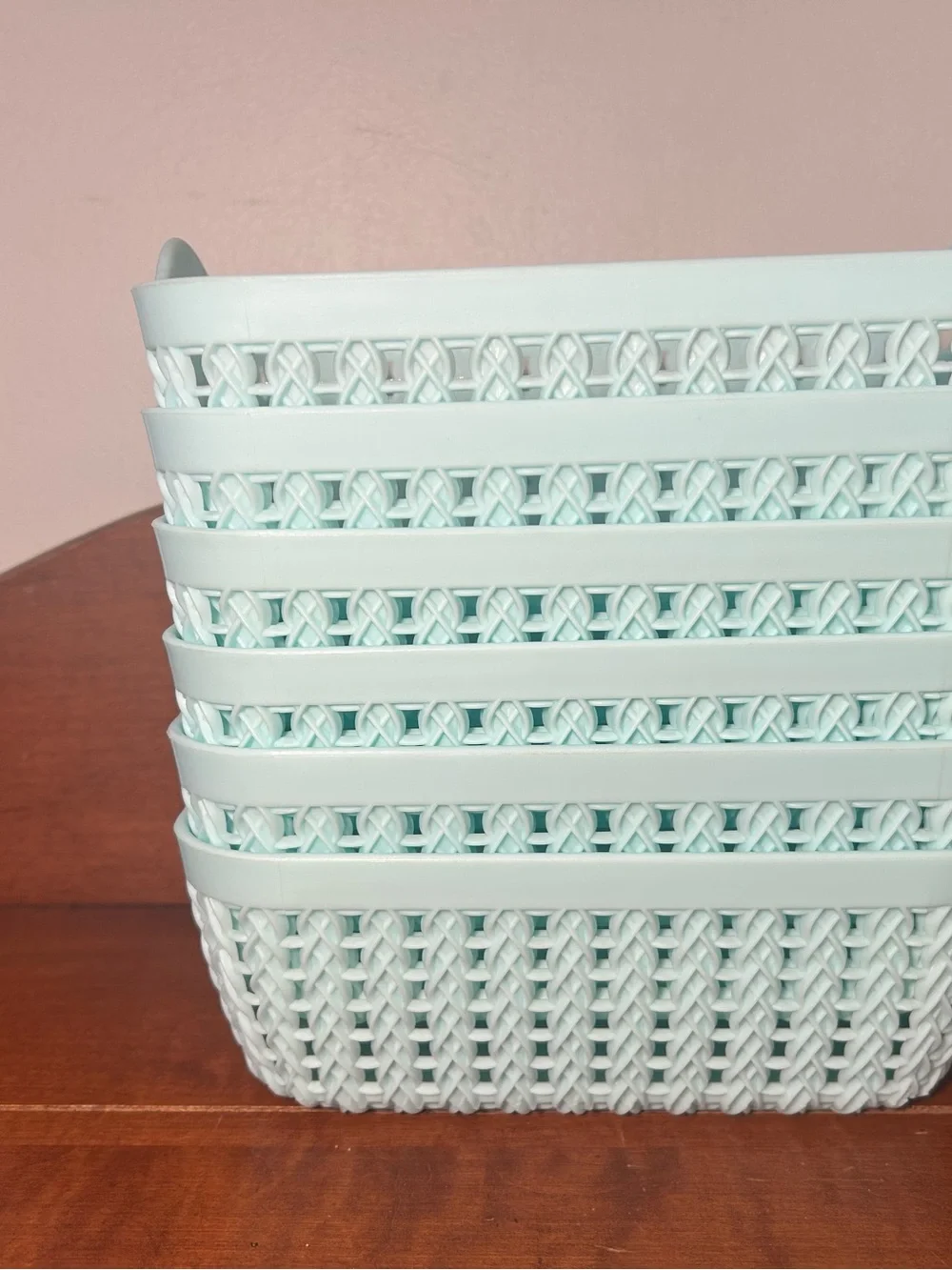 Set of 6 Turquoise Storage Baskets 7.75” long x 5.75” wide x 2.75” tall
